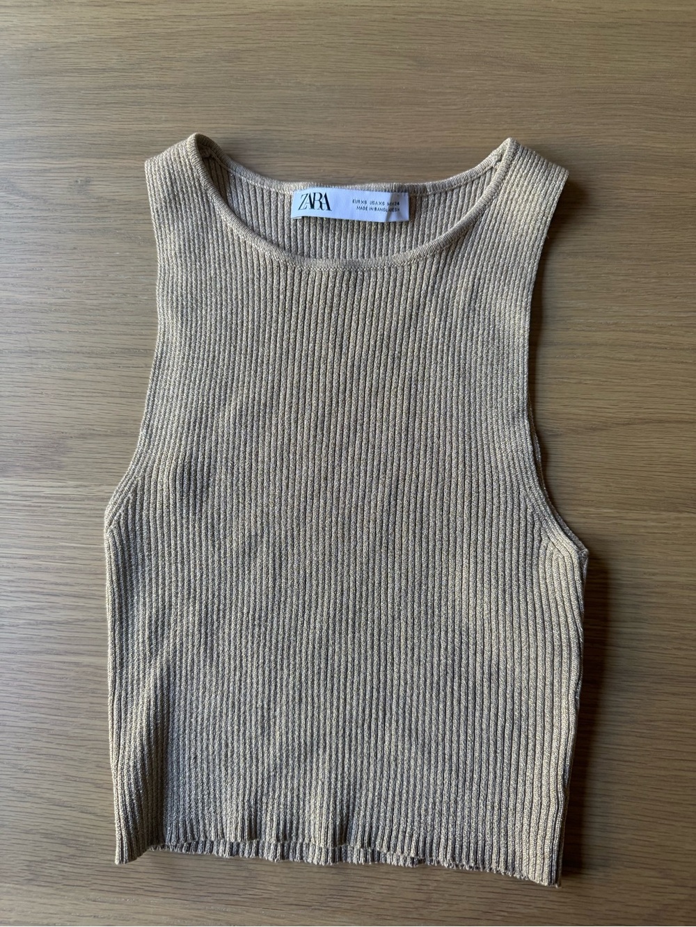 Zara gold knit cropped top size xs